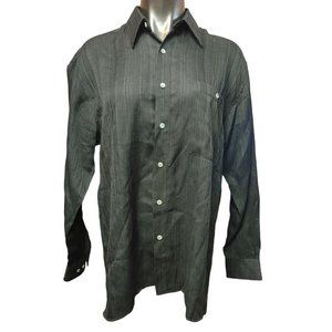 Pierre Cardin Women's Dark Gray Long Sleeve Button Down Shirt Medium
